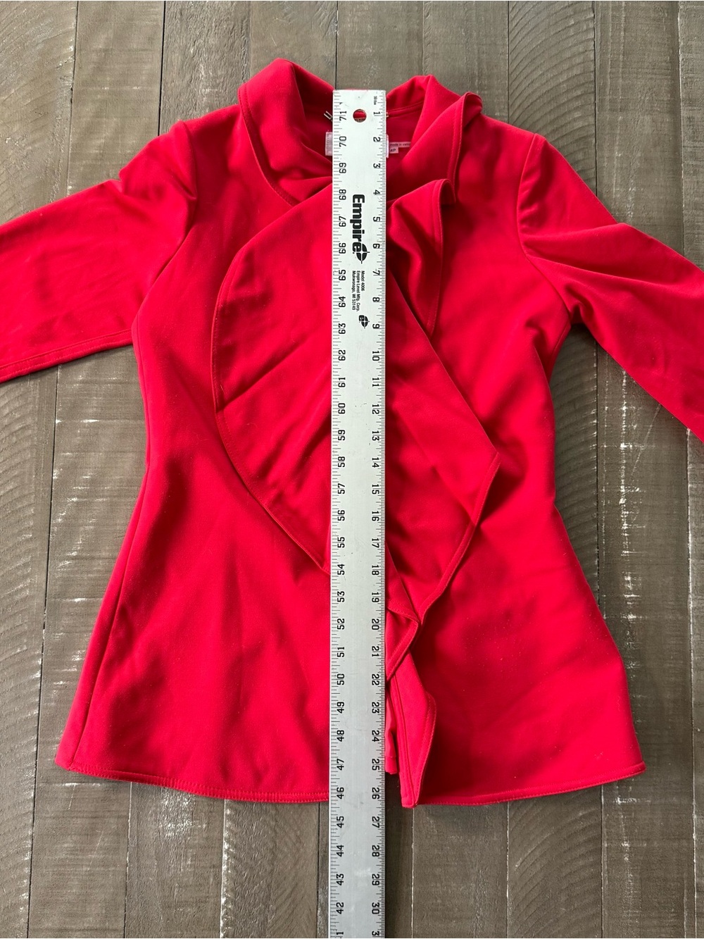 Calvin Klein Red Ruffle Open-Front Jacket - Picture 8 of 8